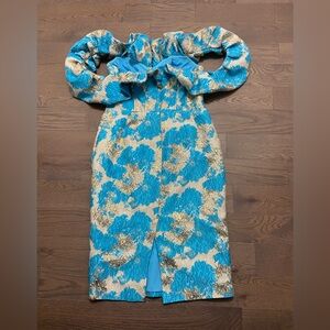 Blue and Gold Floral Dress
